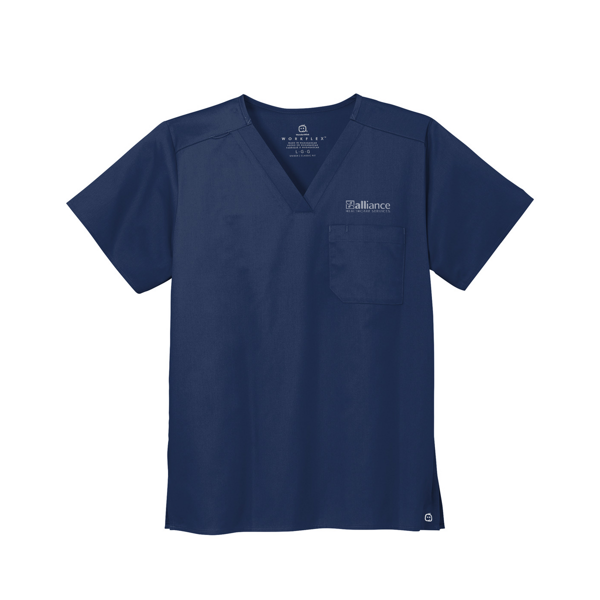 Wink Unisex WorkFlex Chest Pocket V-Neck Top — Navy