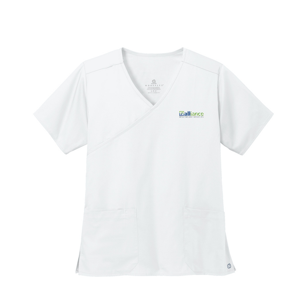 Wink Women's WorkFlex Mock Wrap Top — White